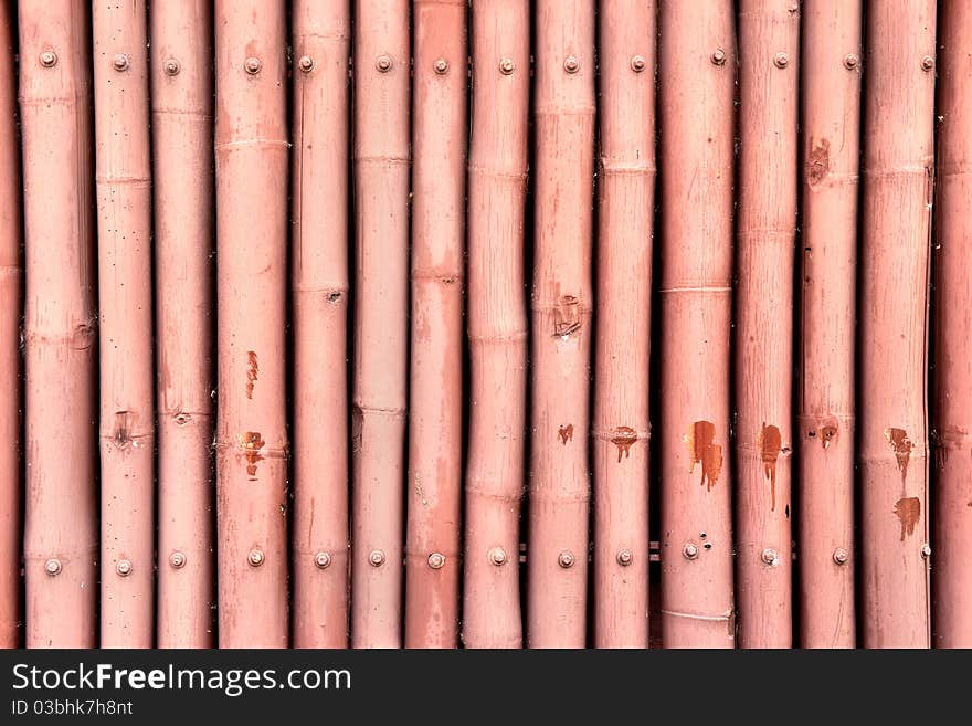 Texture of  Bamboo paint red color Wood Wall  Background