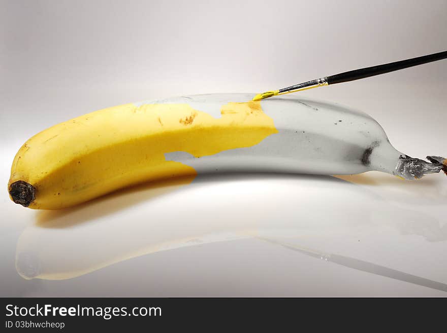 Banana painted with brush and natural color