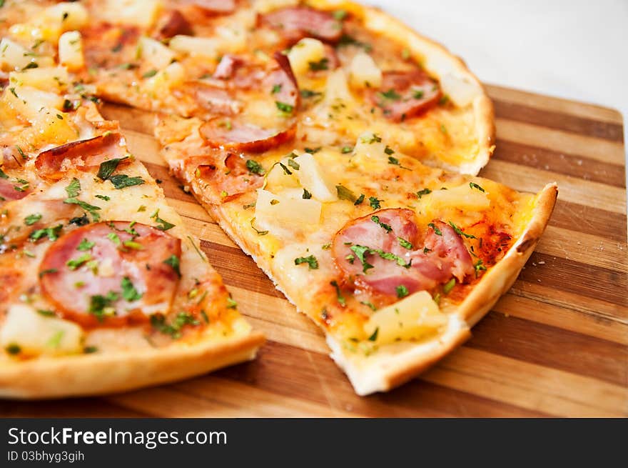 Isolated on white pizza ready to eat