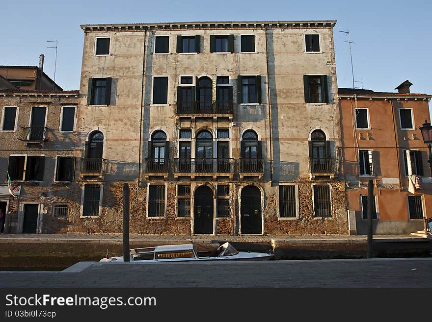 A scenic view of of the architecture along in Venice, Italy. A scenic view of of the architecture along in Venice, Italy.