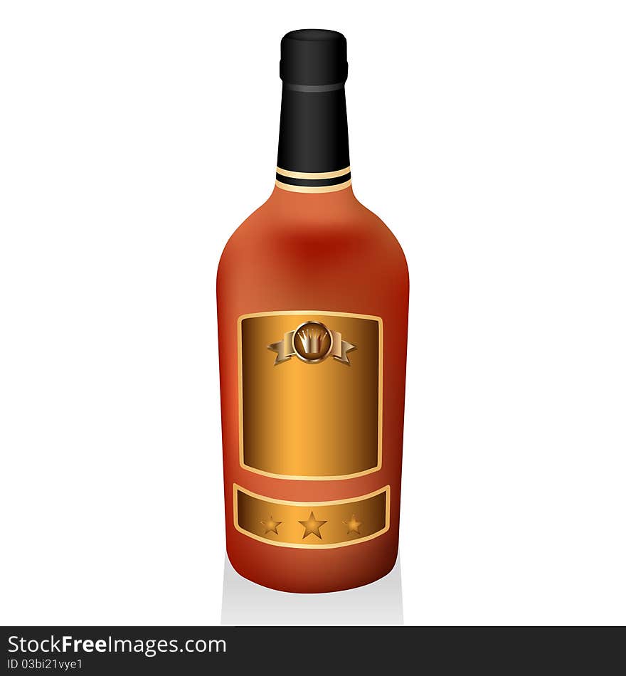 Vector bottles of brandy isolated on a white