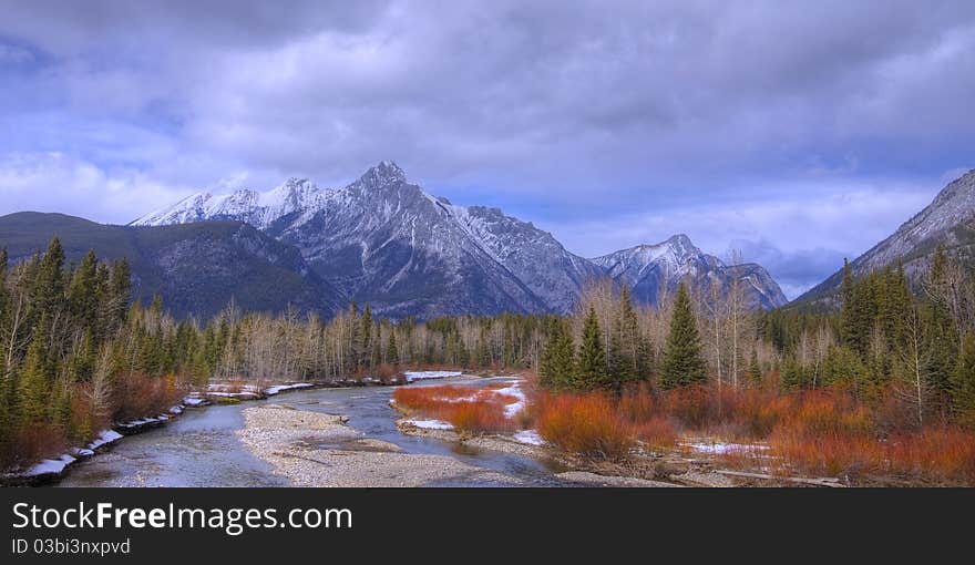 High dynamic range photo of a rocky mountain stream. High dynamic range photo of a rocky mountain stream