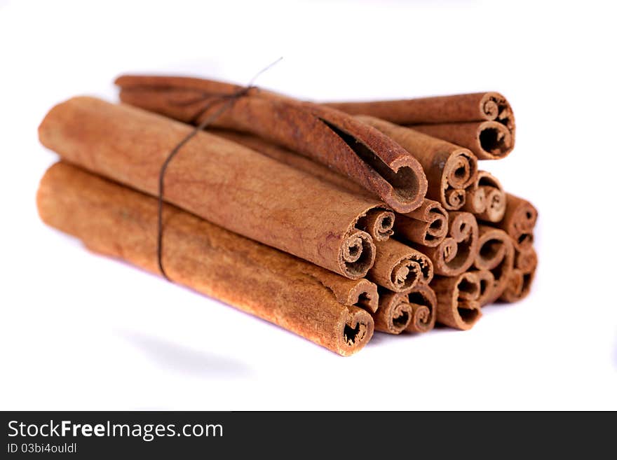 Pile of cinnamon spice quills