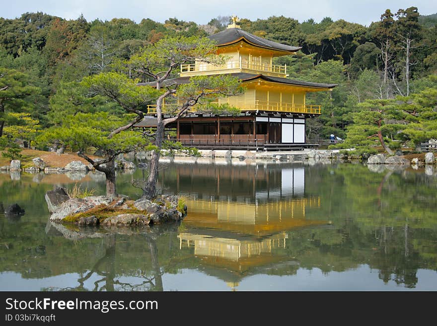 Golden Pavilion, a Buddhist Japanese temple in Kyoto Japan. Golden Pavilion, a Buddhist Japanese temple in Kyoto Japan.