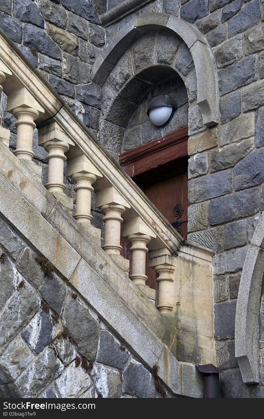 Stone staircase in the castle garden