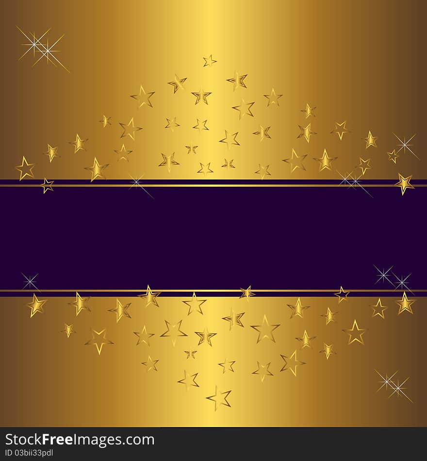 Golden background with banner and stars. Golden background with banner and stars.