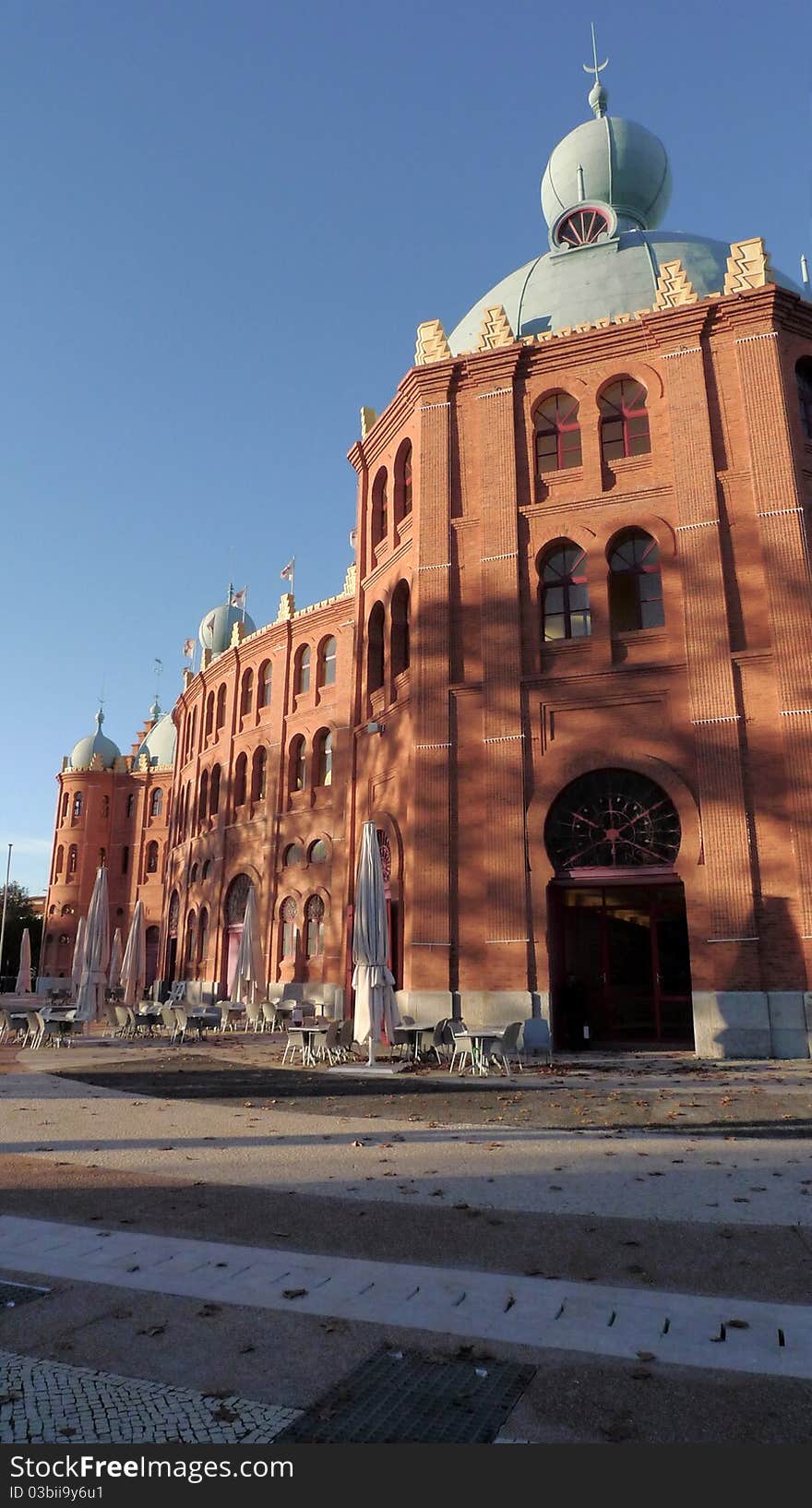 View of Lisbon's bullfight arena. View of Lisbon's bullfight arena