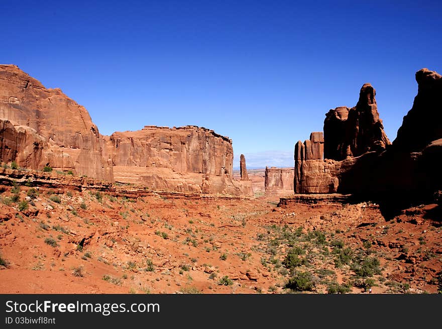 The Park Avenue section of Arches National Park in Utah.