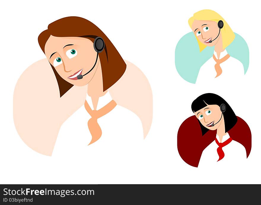 Set Of 3 Call-center Girls