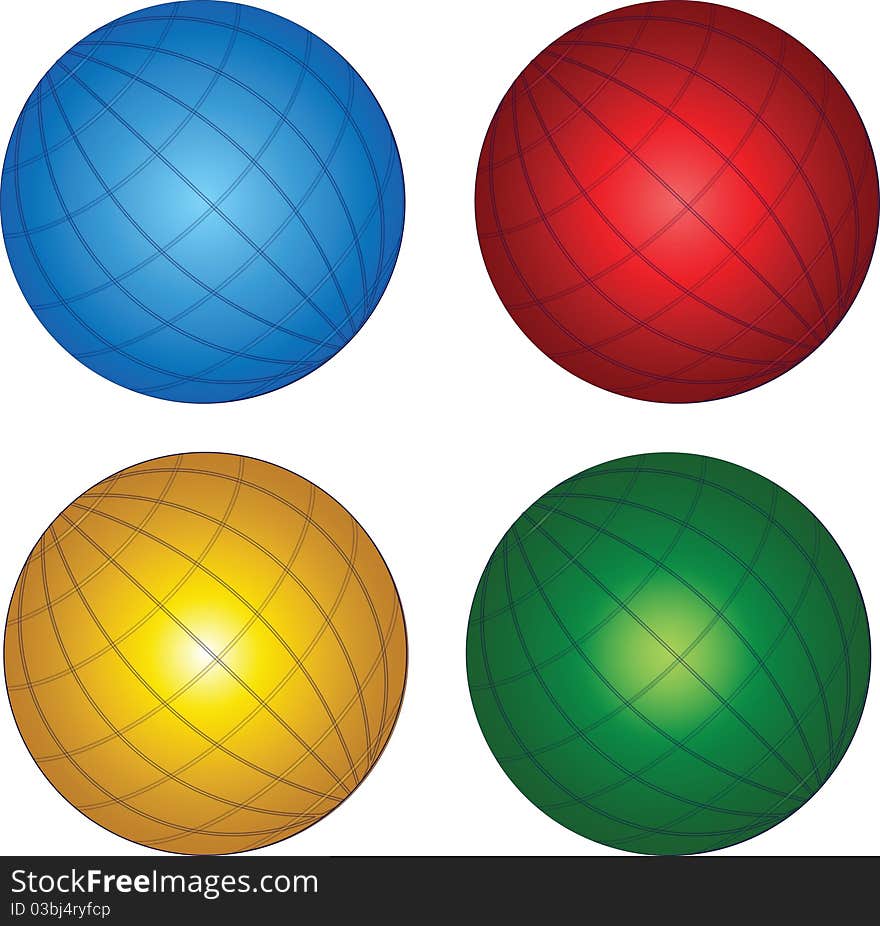 Illustration: original globe elements-spheres. Illustration: original globe elements-spheres