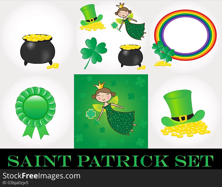 St Patrick day set symbol treasure.