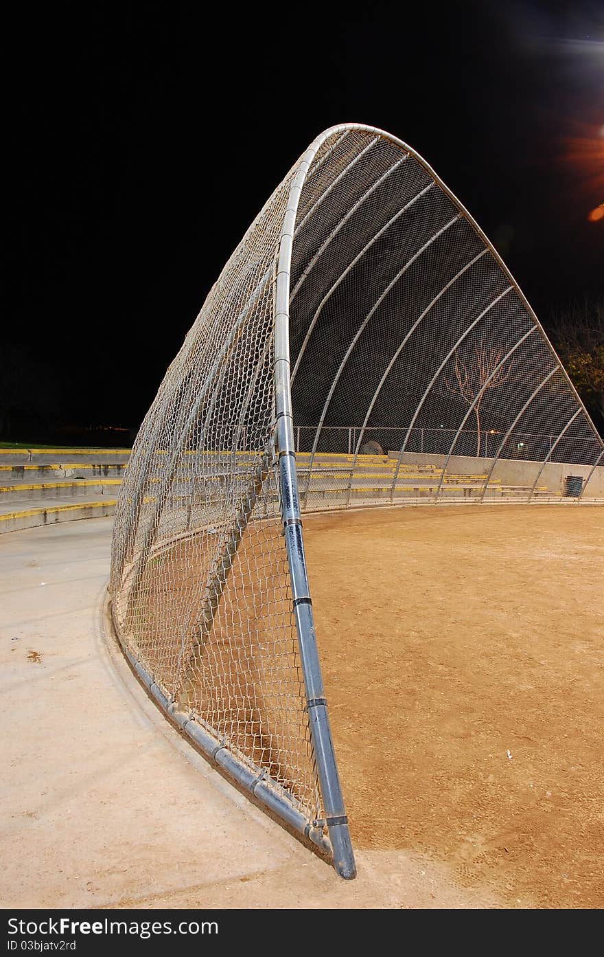 An empty softball field at night in Anaheim,CA.