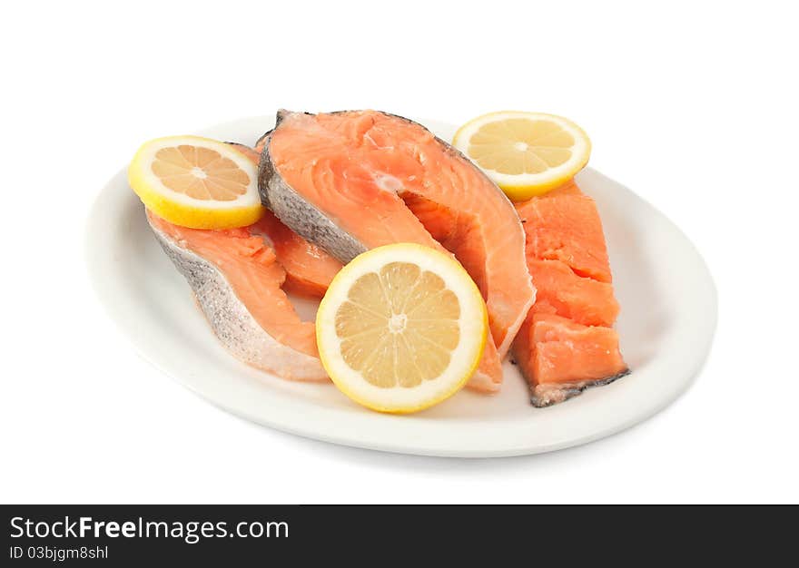 Fresh red fish on a white background