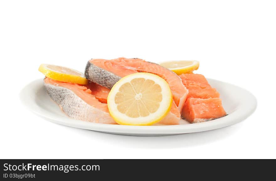 Fresh red fish on a white background