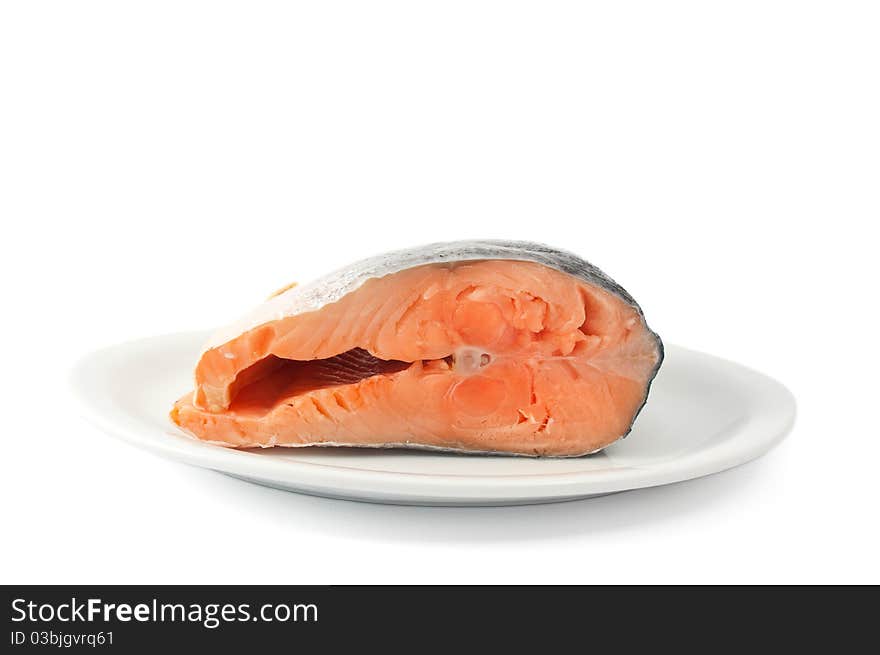 Fresh red fish on a white background