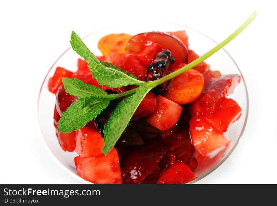 Fruit Dessert With Green Mint