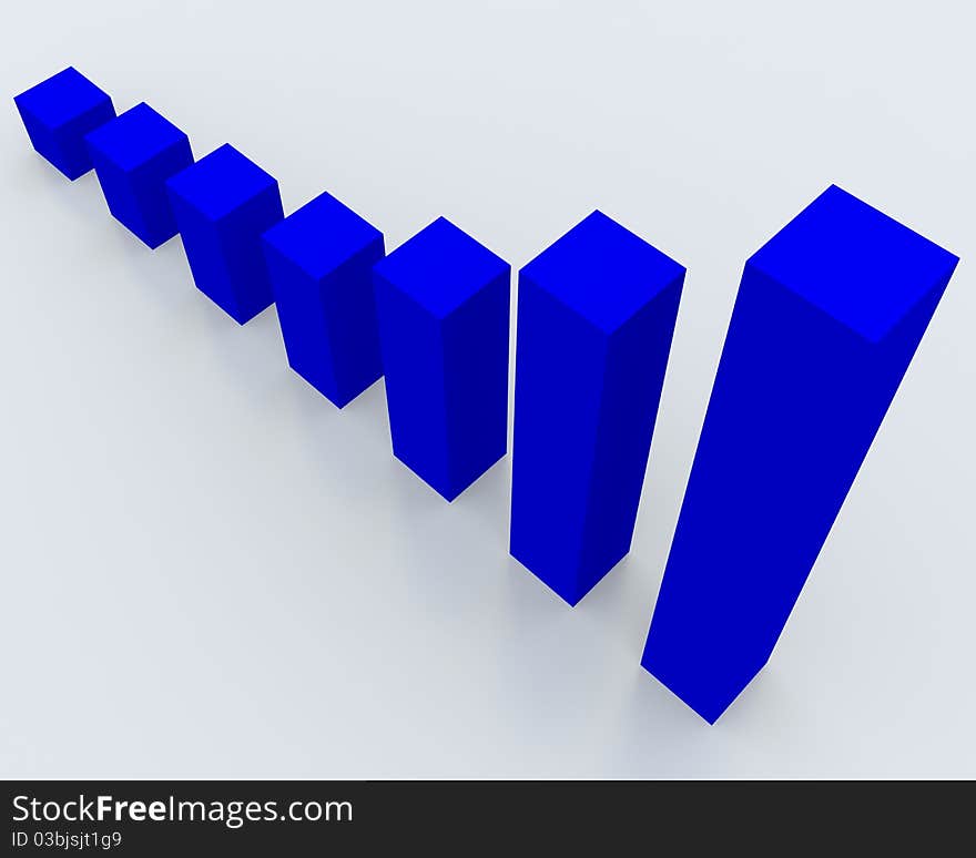 3d rendering of the growth chart on white surface. 3d rendering of the growth chart on white surface