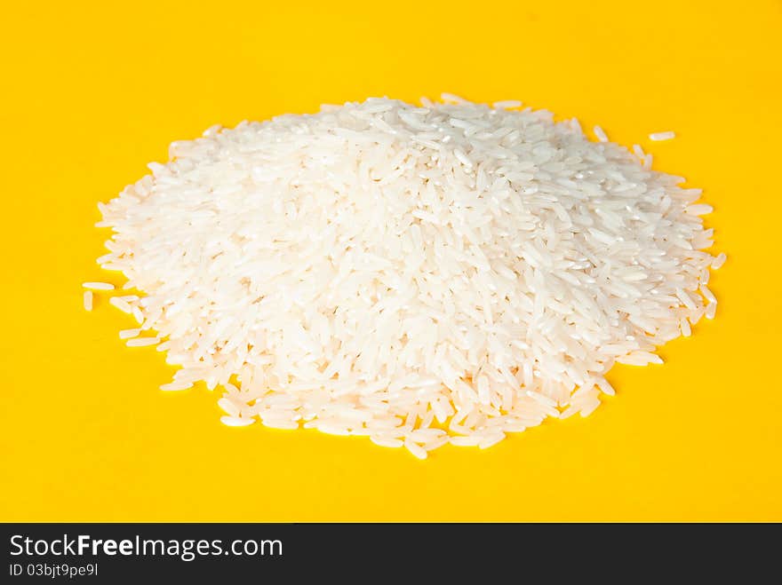 White Rice Isolated On Yellow