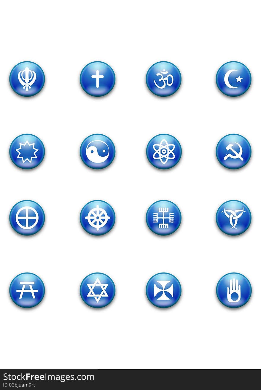 Religious rounded blue icon set