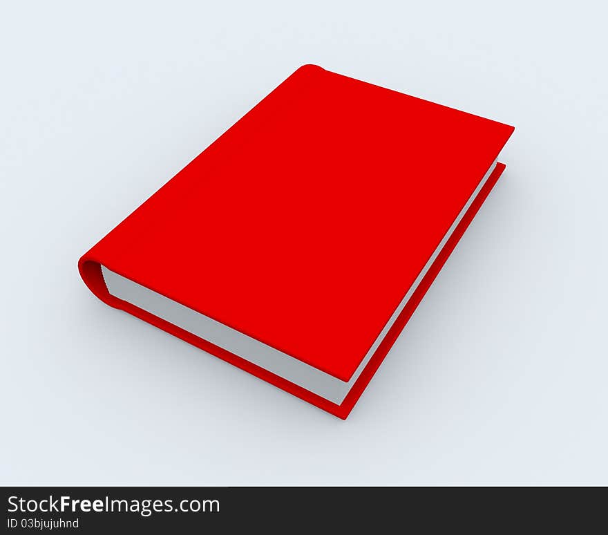 3D rendered red book on white surface