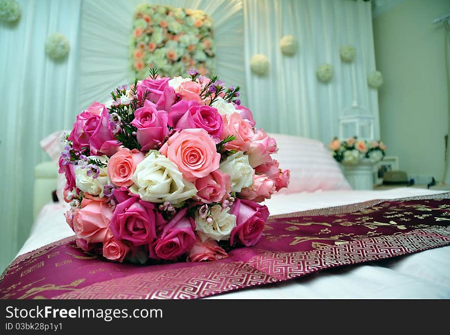 Bouquet of red, pink and white roses. Bouquet of red, pink and white roses