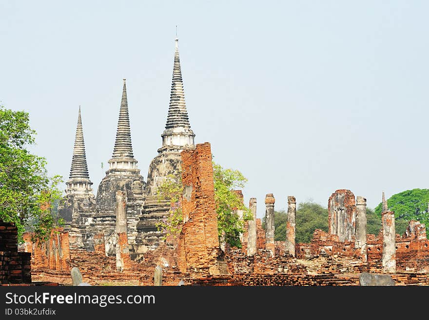 Three pagodas in wat phrasisunpeth ayuttaya thailand. Three pagodas in wat phrasisunpeth ayuttaya thailand