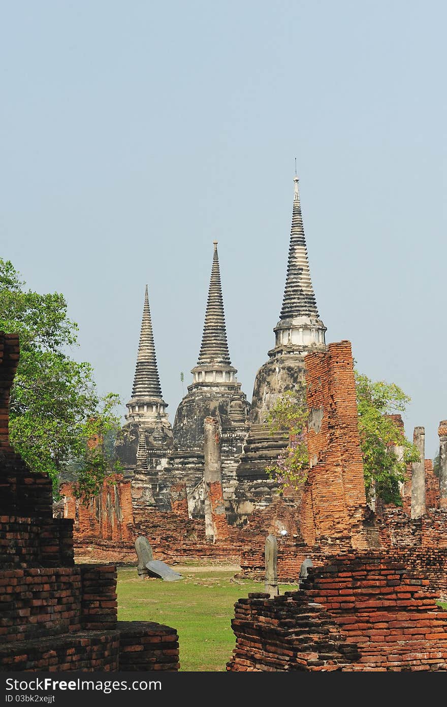 Three pagods in wat phrasisunpeth thailand