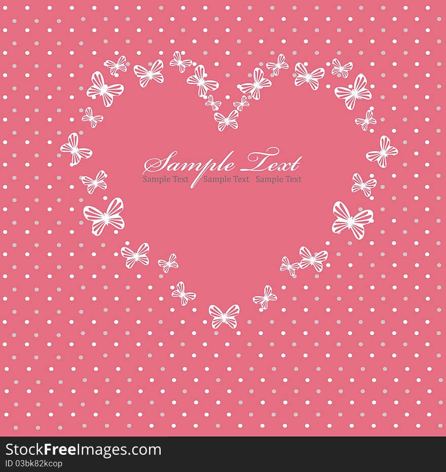 Pink Valentines Day Card With Heart