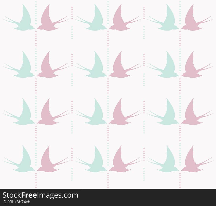 Cute swallow seamless pattern