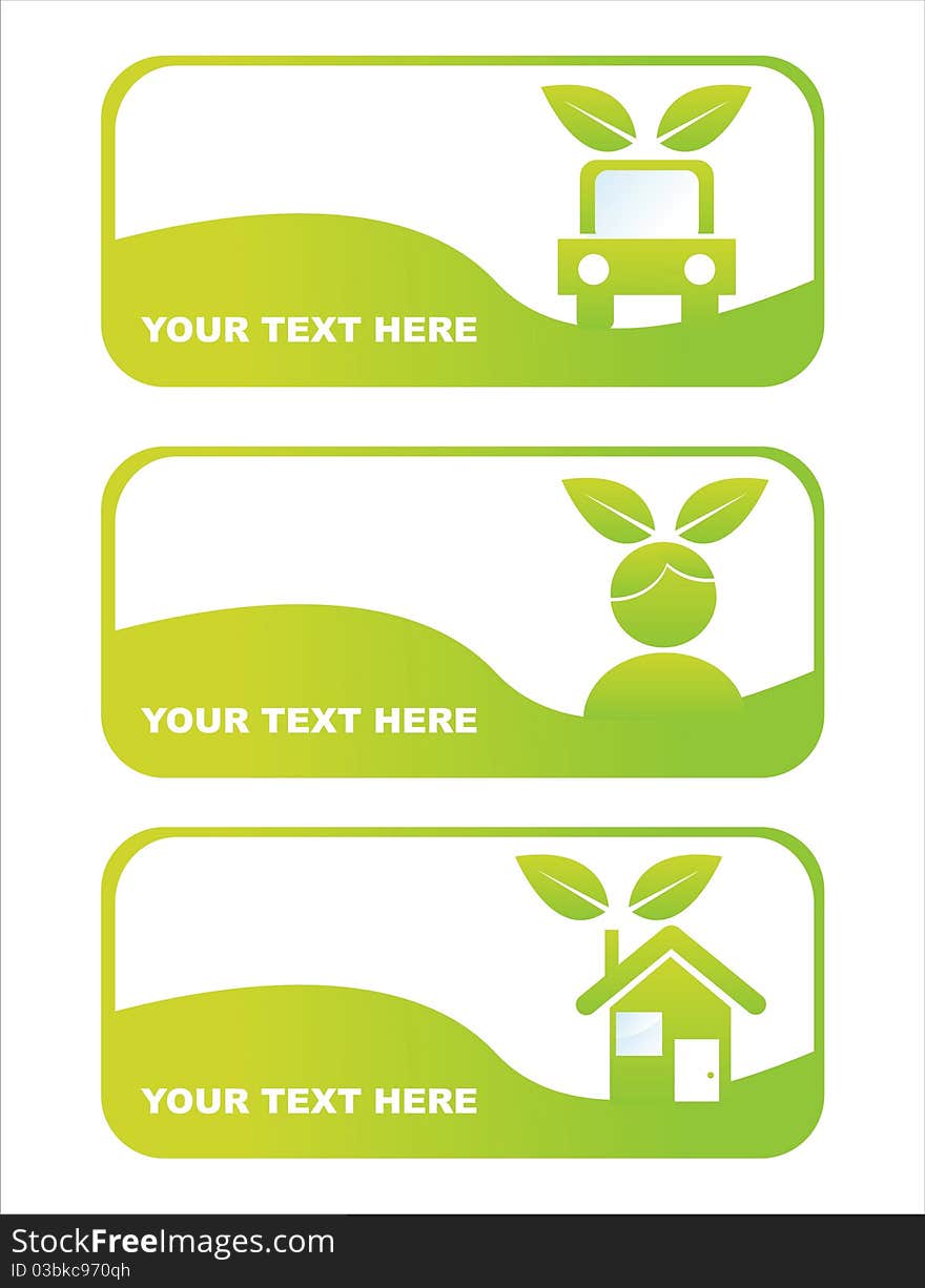 Set of 3 green ecological banners