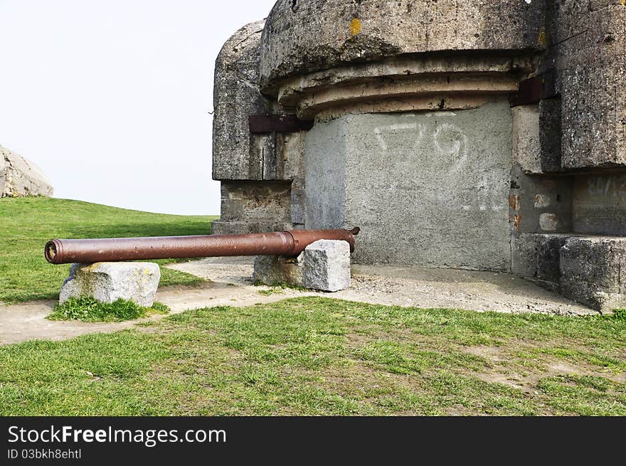 World war 2 bunker with 105 mm cannon in Grandville( point du roc , Normandy ) France