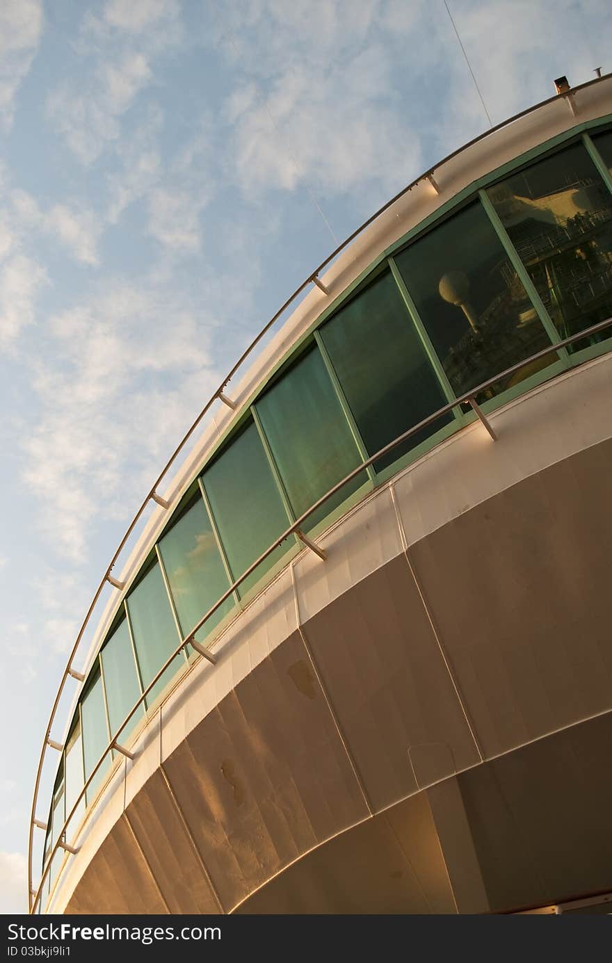 Windows of the control bridge in a cruiseship