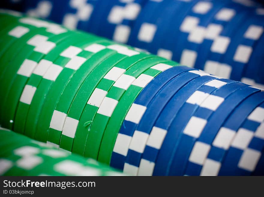 Poker chips close-up.