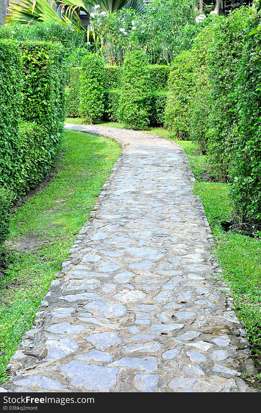 Stone walkway along the garden. Stone walkway along the garden