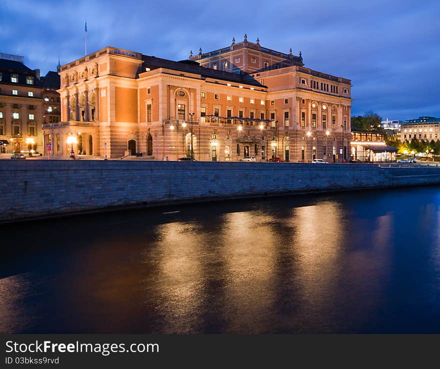 A house in stockholm in evening. A house in stockholm in evening