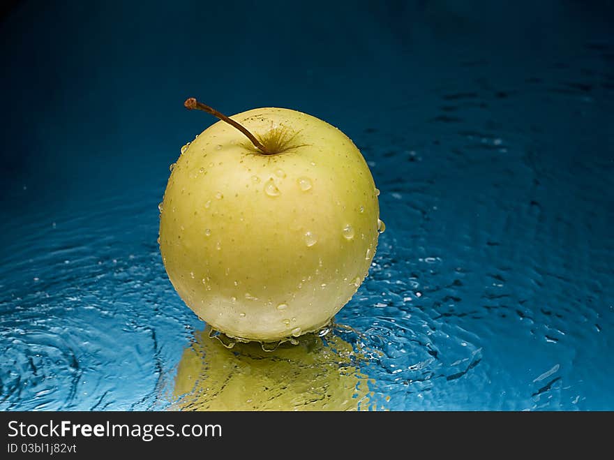 Apple splash in splashes of water for freshness giving. Apple splash in splashes of water for freshness giving