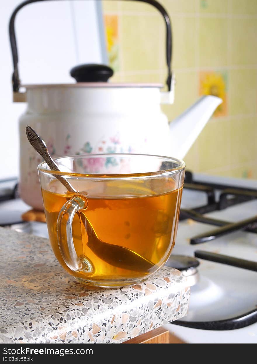 A cup of tea in the kitchen