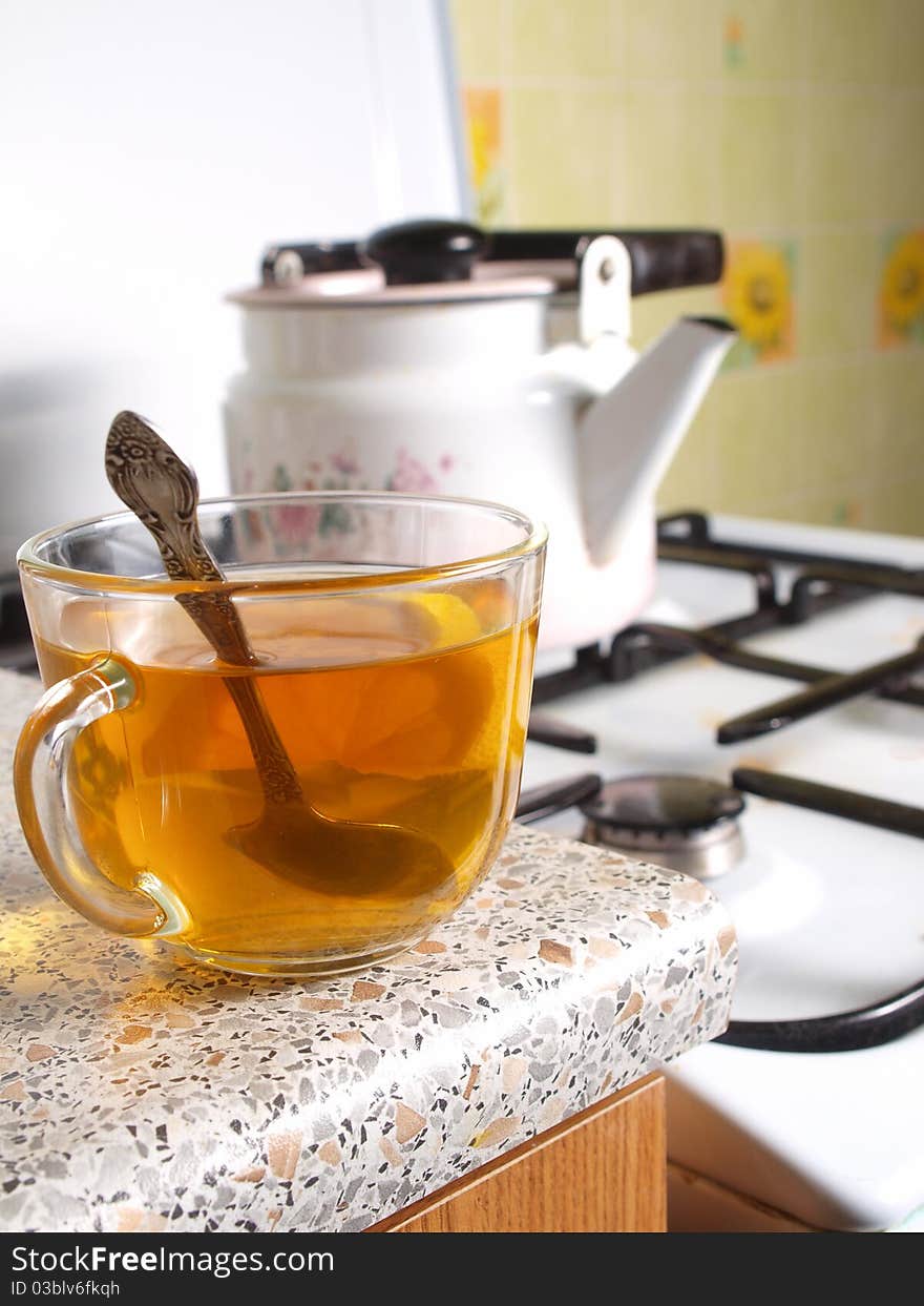 A cup of tea in the kitchen