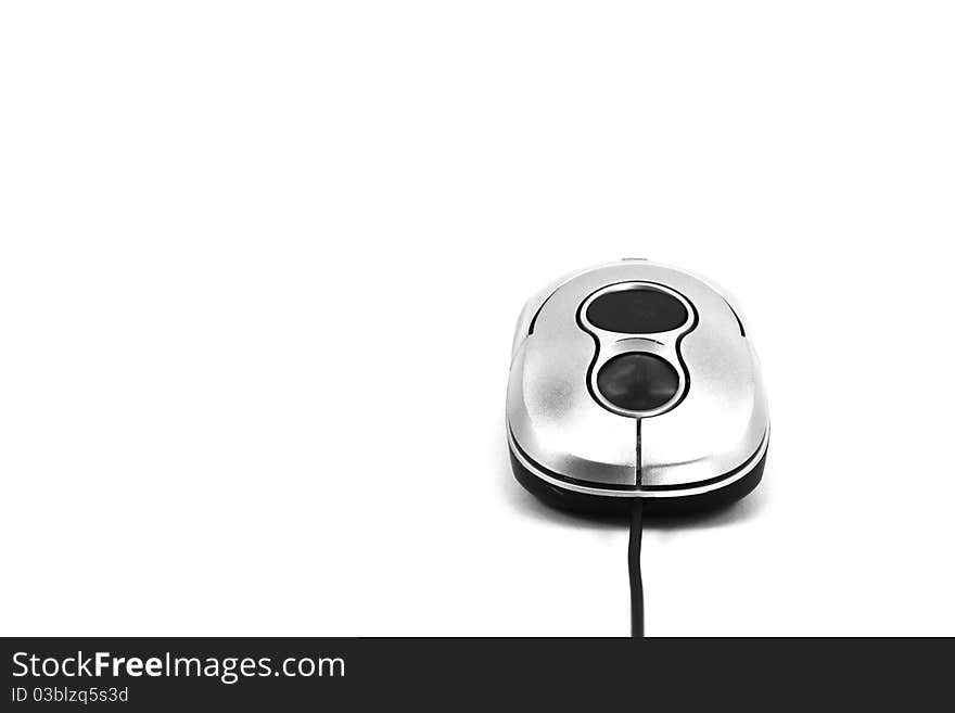 Modern silver mouse isolated on white background