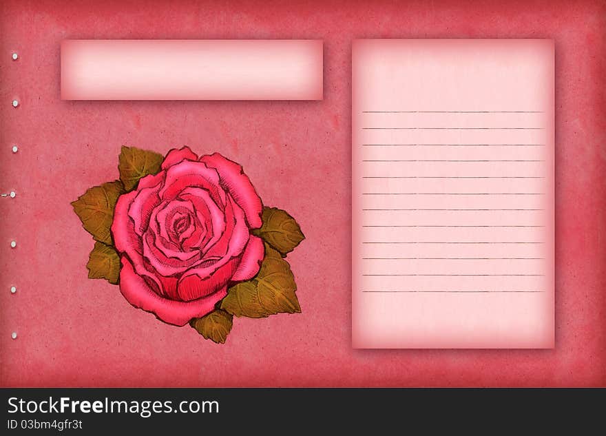 Pink scrap paper with rose