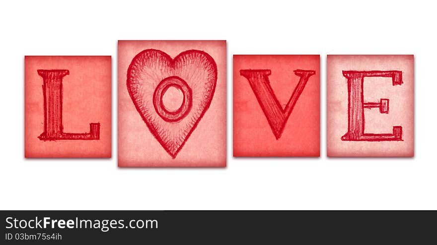 Illustration of love text on the old paper. Illustration of love text on the old paper