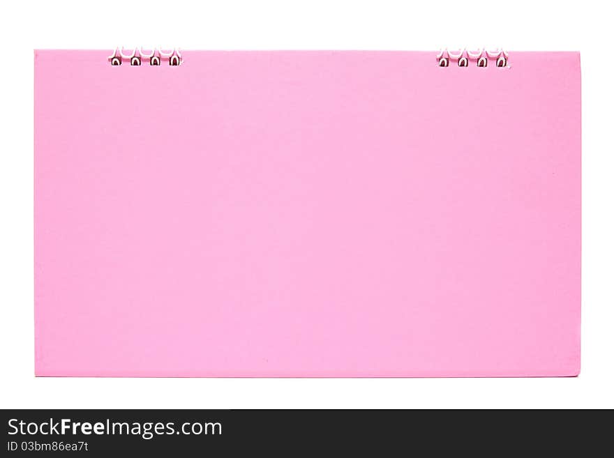 Pink blank desktop calendar with isolated