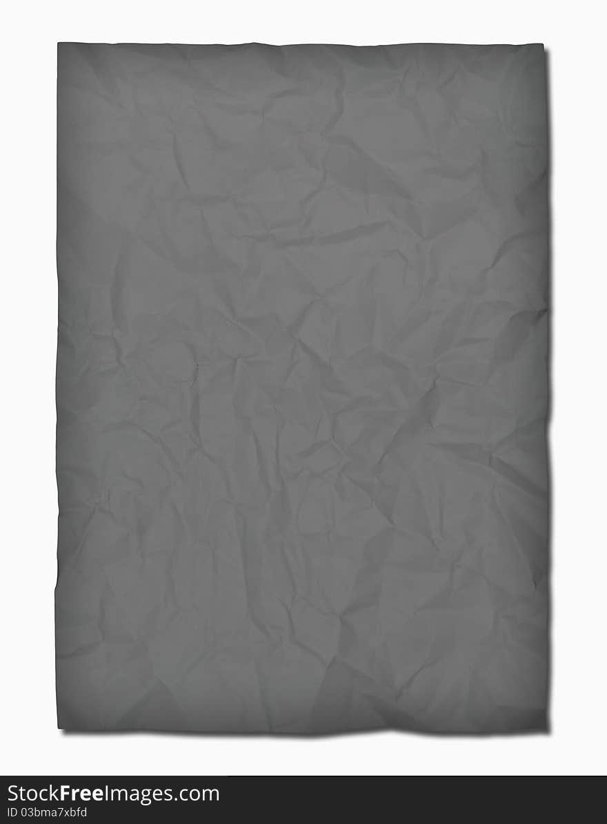 Black crumpled paper on white