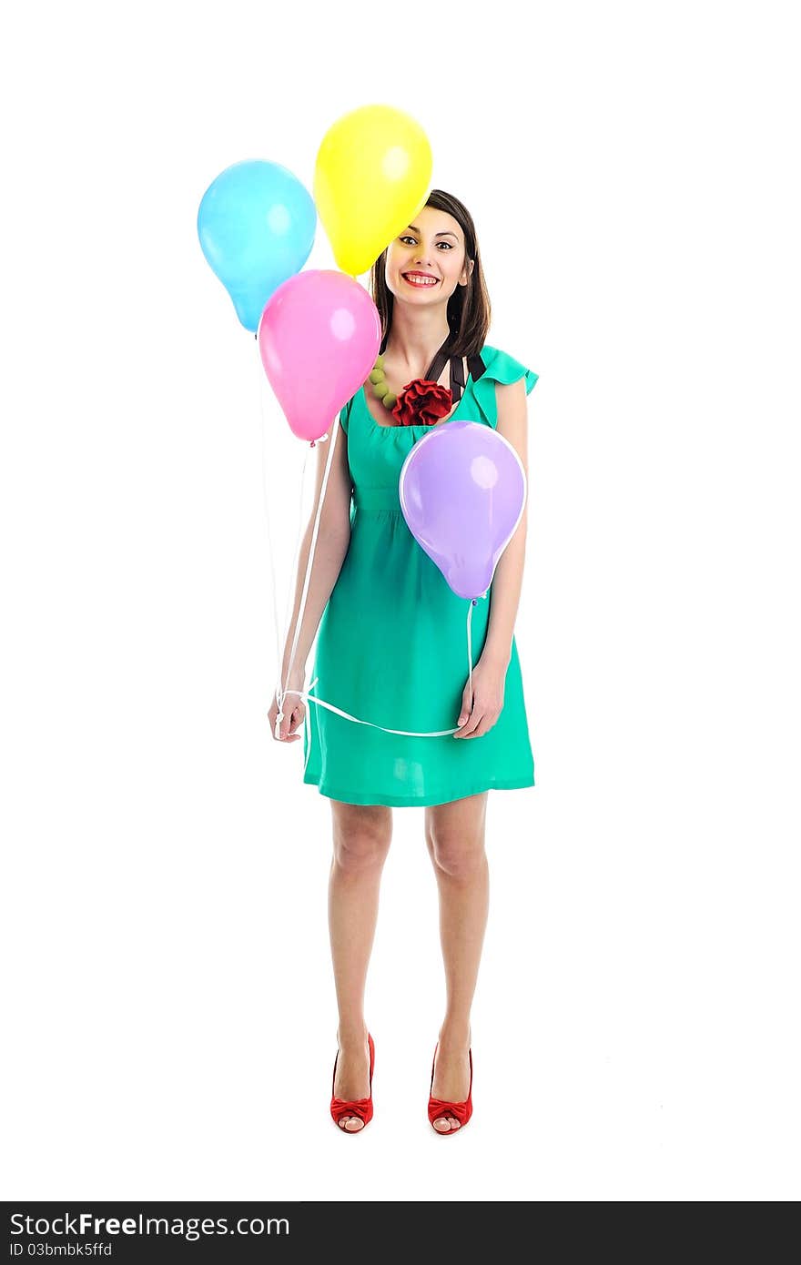 Young woman with balloons