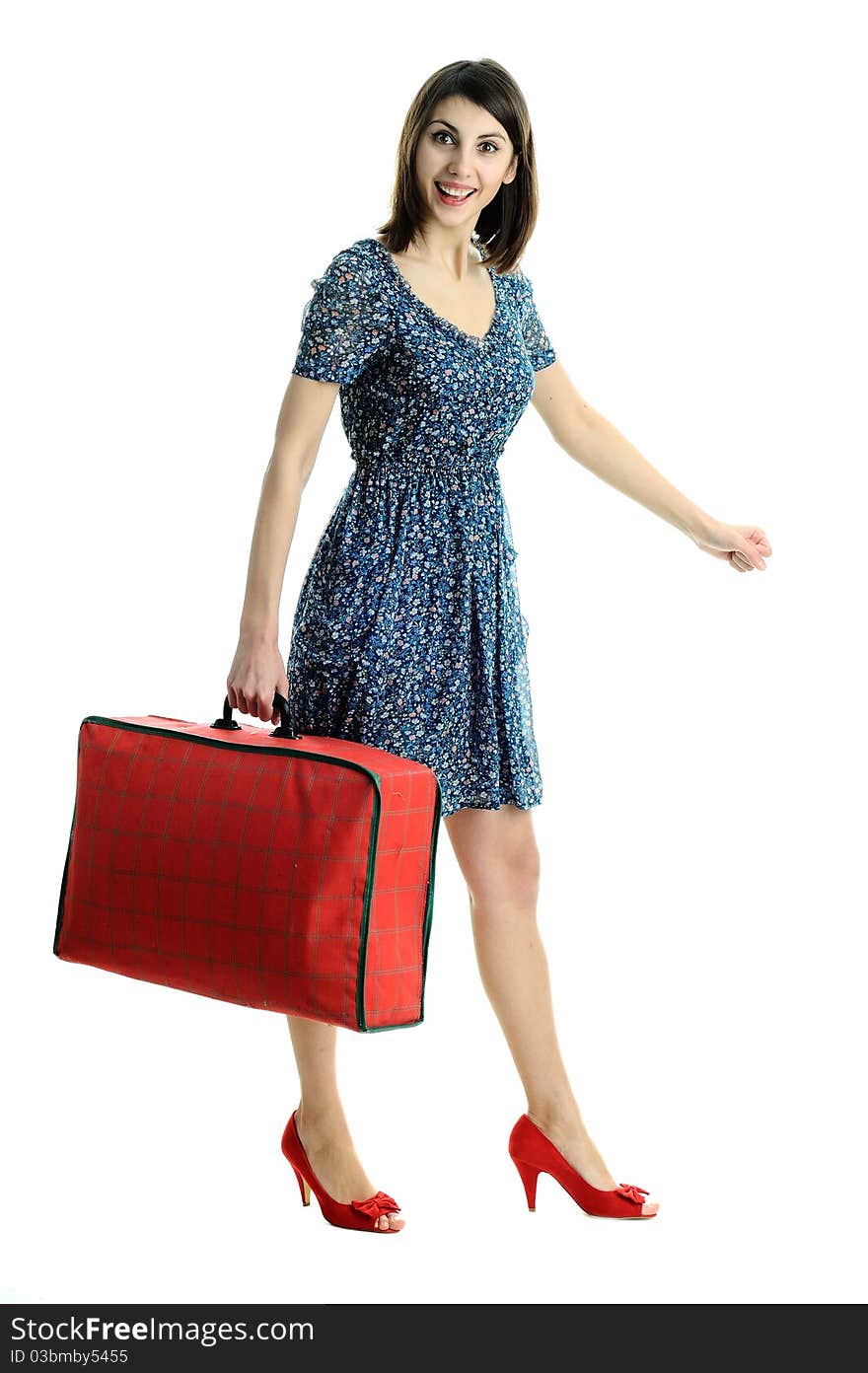 An image of nice young woman with red bag. An image of nice young woman with red bag