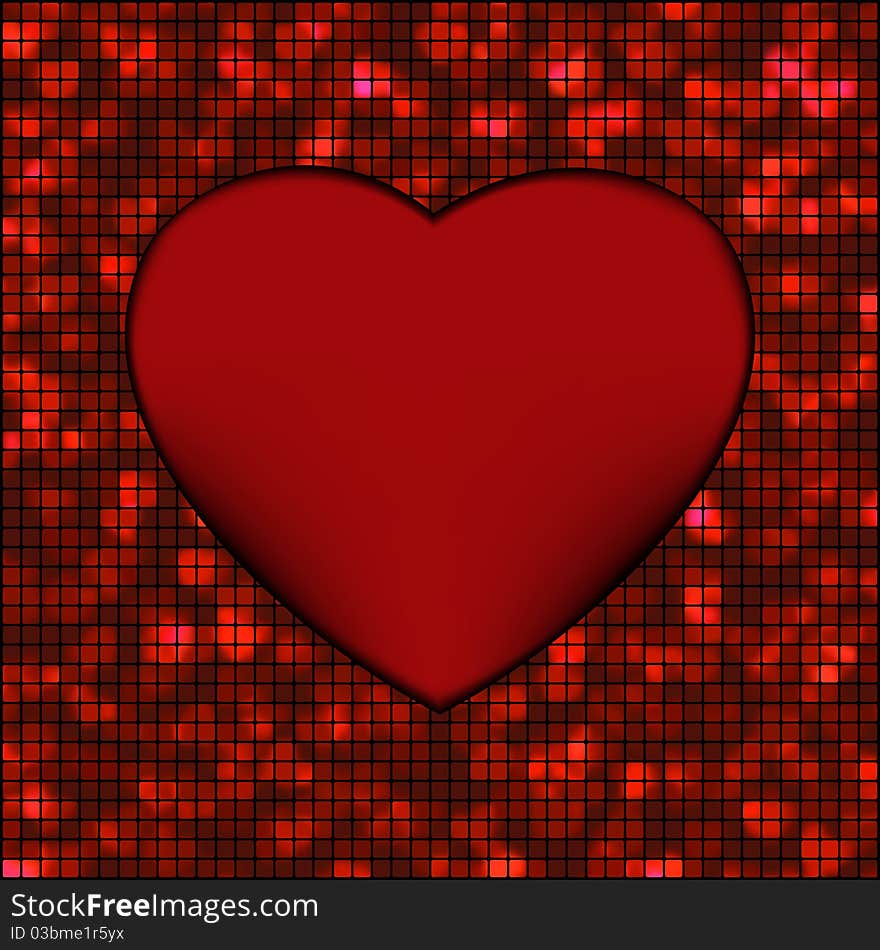 Abstract mosaic glowing heart background. EPS 8 file included