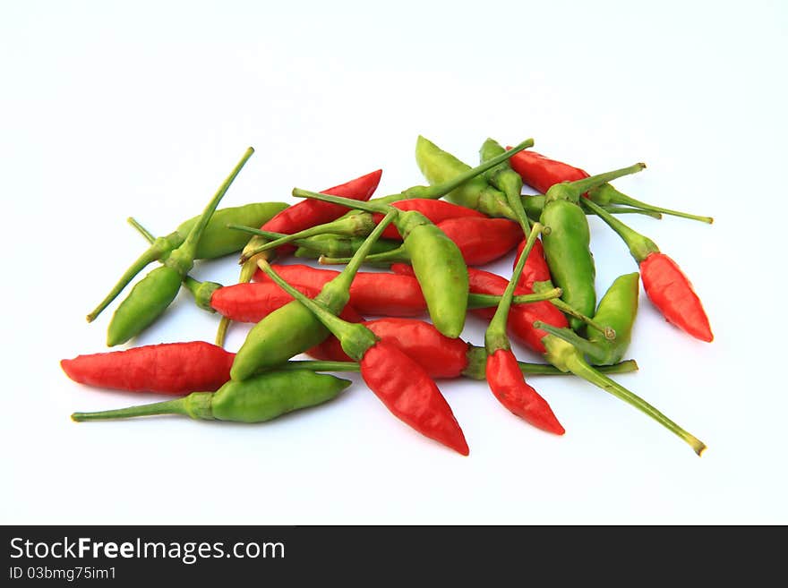 the chili on white background.