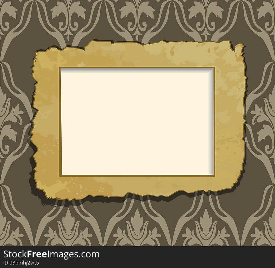 Old frame on vintage background. Vector illustration. Old frame on vintage background. Vector illustration