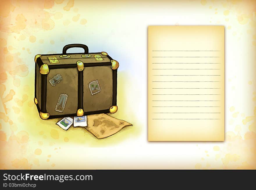 Travel background with illustration of baggage