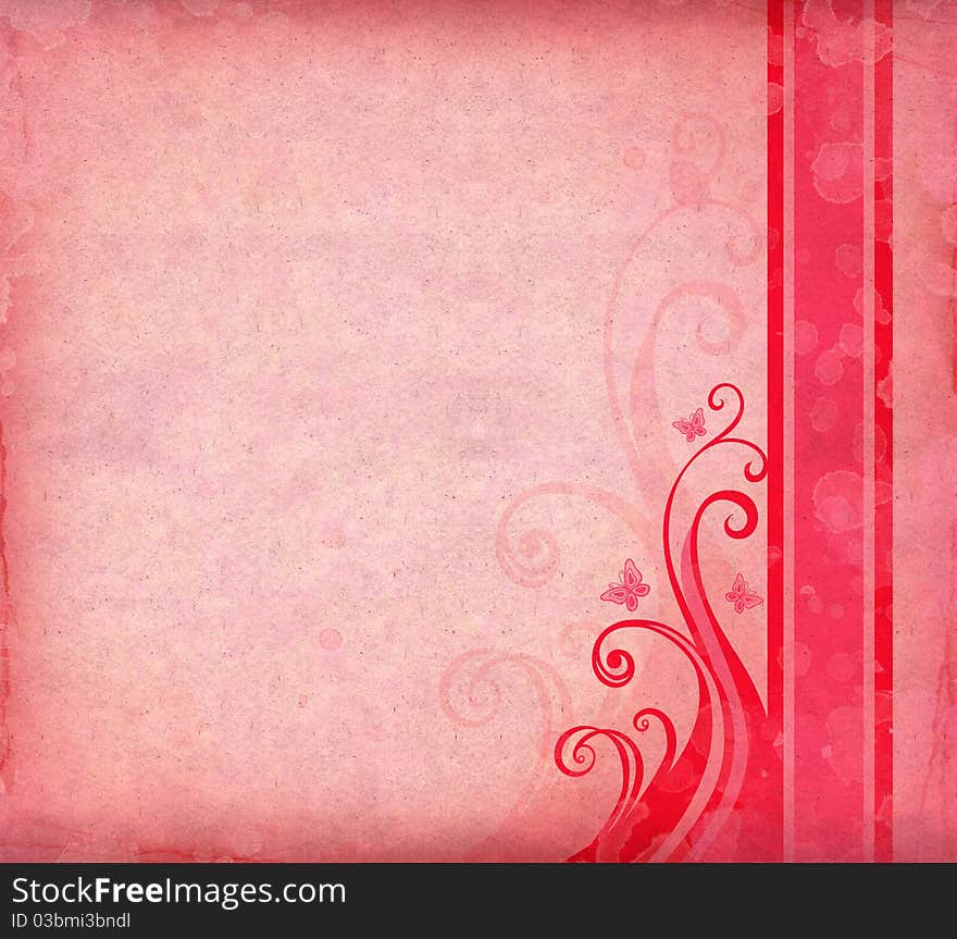 Pink old paper with watercolor design element. Pink old paper with watercolor design element